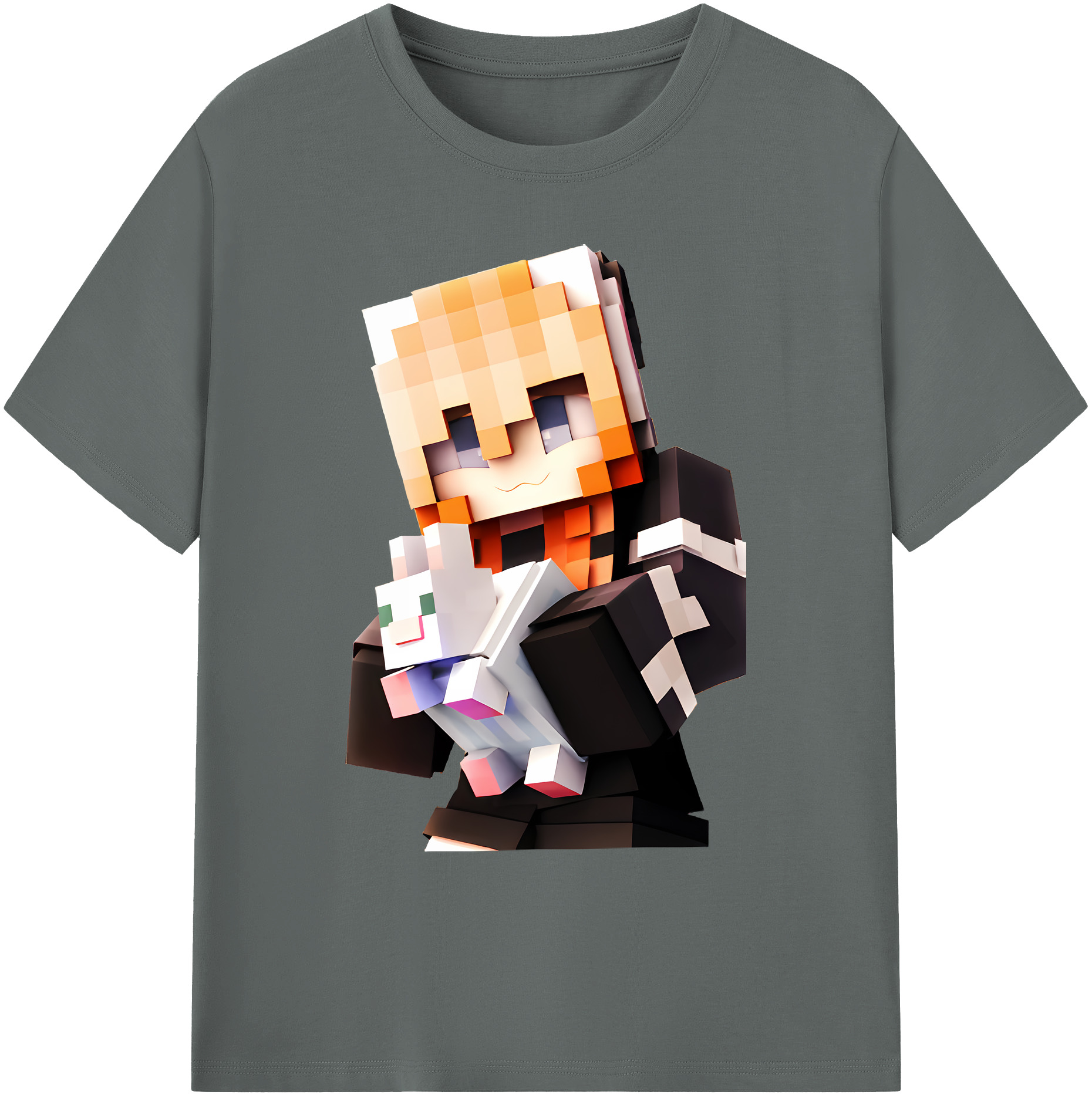（画像用） マインクラフト ブロックの世界 Minecraft MC Block world 綿100％ メンズ半袖Tシャツ｜肌触りやわらか＆通気性